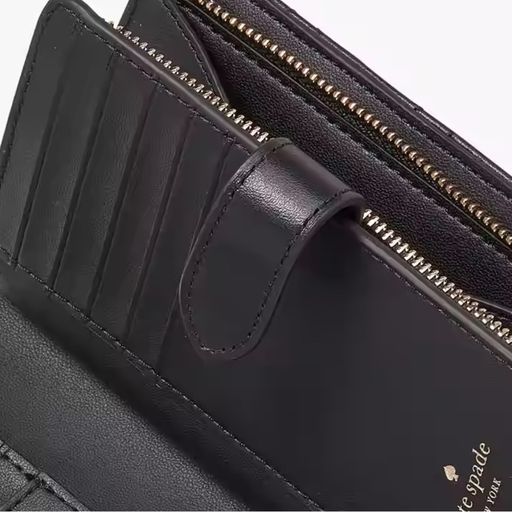 Kate Spade Carey Medium Compact Bifold Wallet Quilted Leather 5.6" x 3.6” x 1.2" - Picture 12 of 15